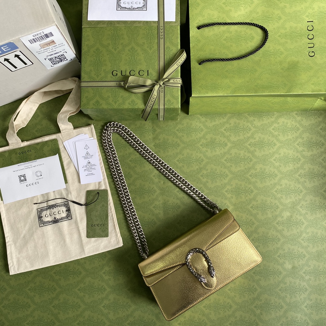 Bagsaaa Gvc*1 Dionysus small bag gold lamé leather - 25x14x7.5cm