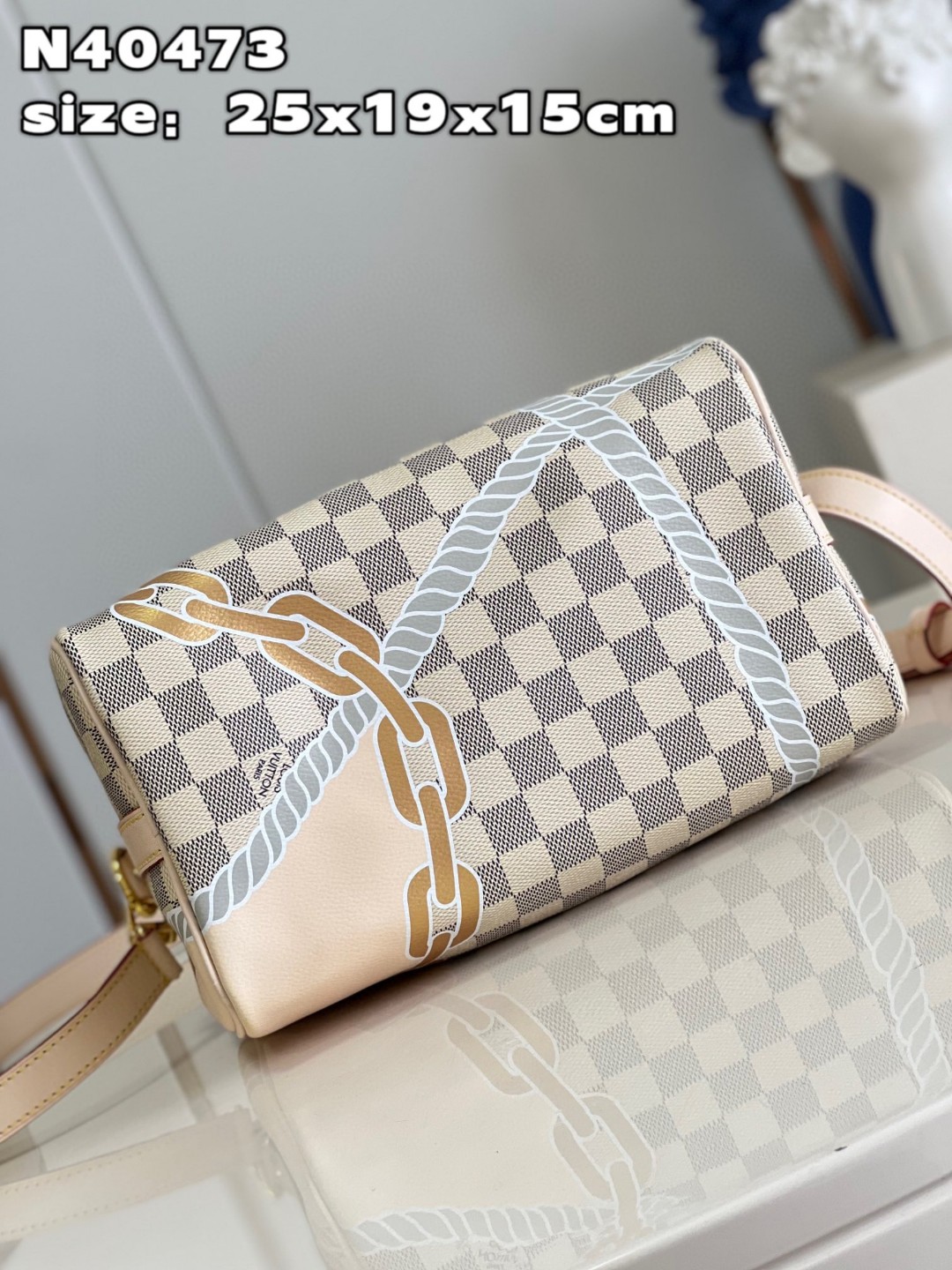Bagsaaa L0vis Vvtt0n SpeedyBandoulière 25 Damier Azur coated canvas - 25 x 19 x 15 cm