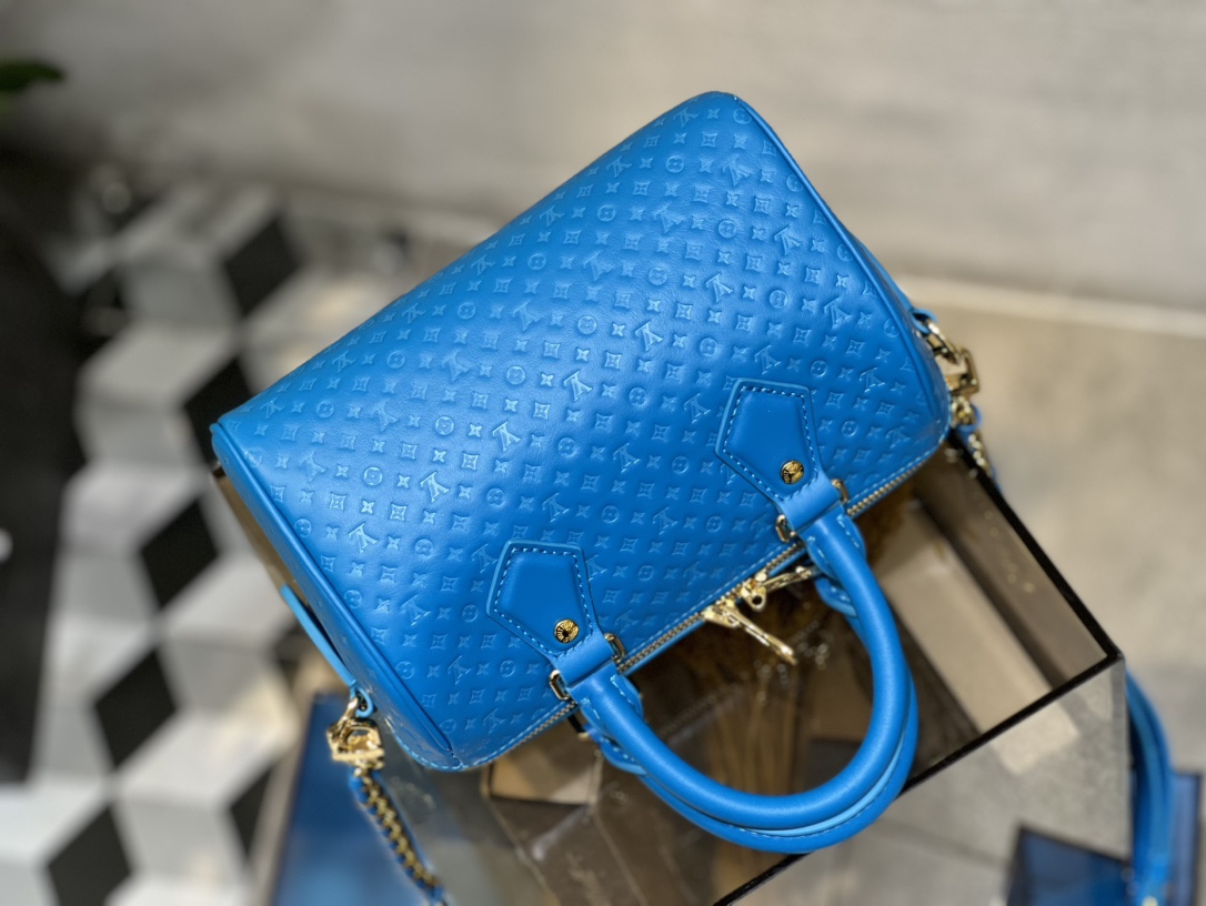 Bagsaaa L0vis Vvtt0n Speedy Bandoulière 20 in blue calfskin - 20.5 x 13.5 x 12 cm