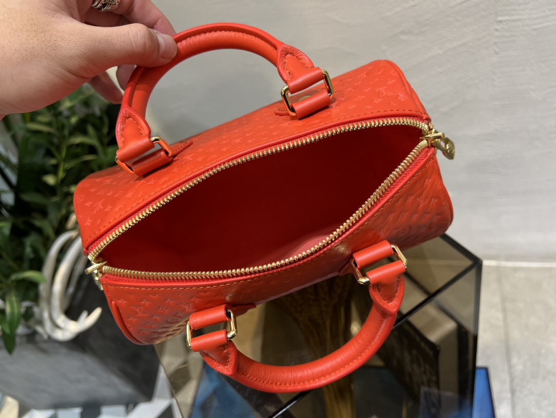 Bagsaaa L0vis Vvtt0n Speedy Bandoulière 20 in red calfskin - 20.5 x 13.5 x 12 cm