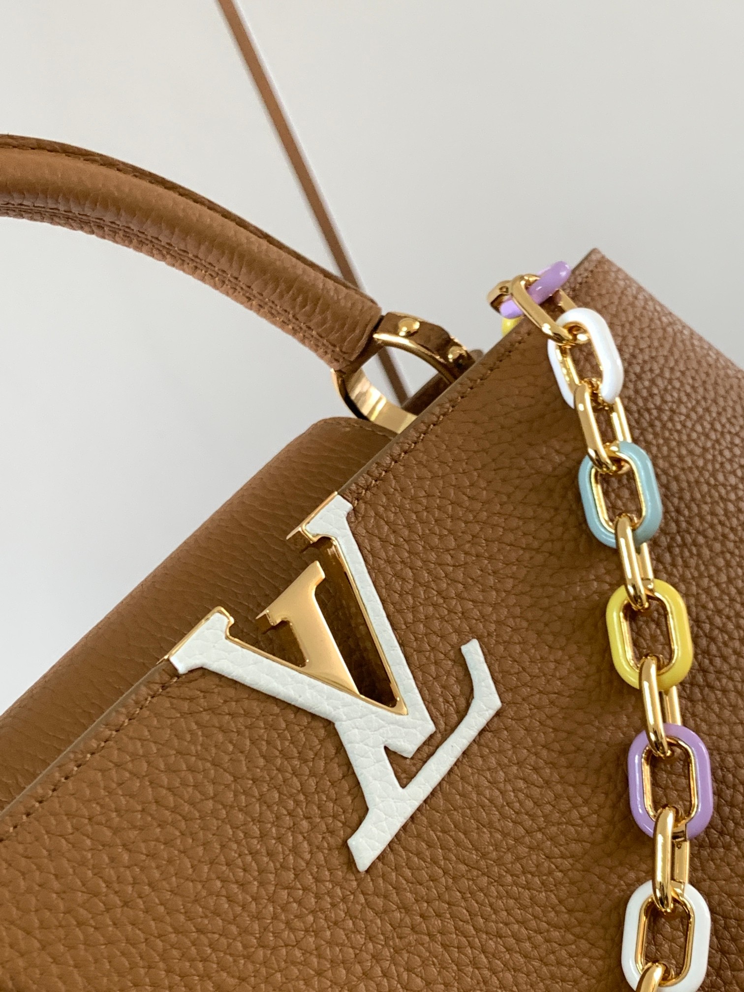 Bagsaaa L0vis Vvtt0n Capucines MM Bag Brown Taurillon leather With Chain Strap - 31.5 x 20 x 11 cm