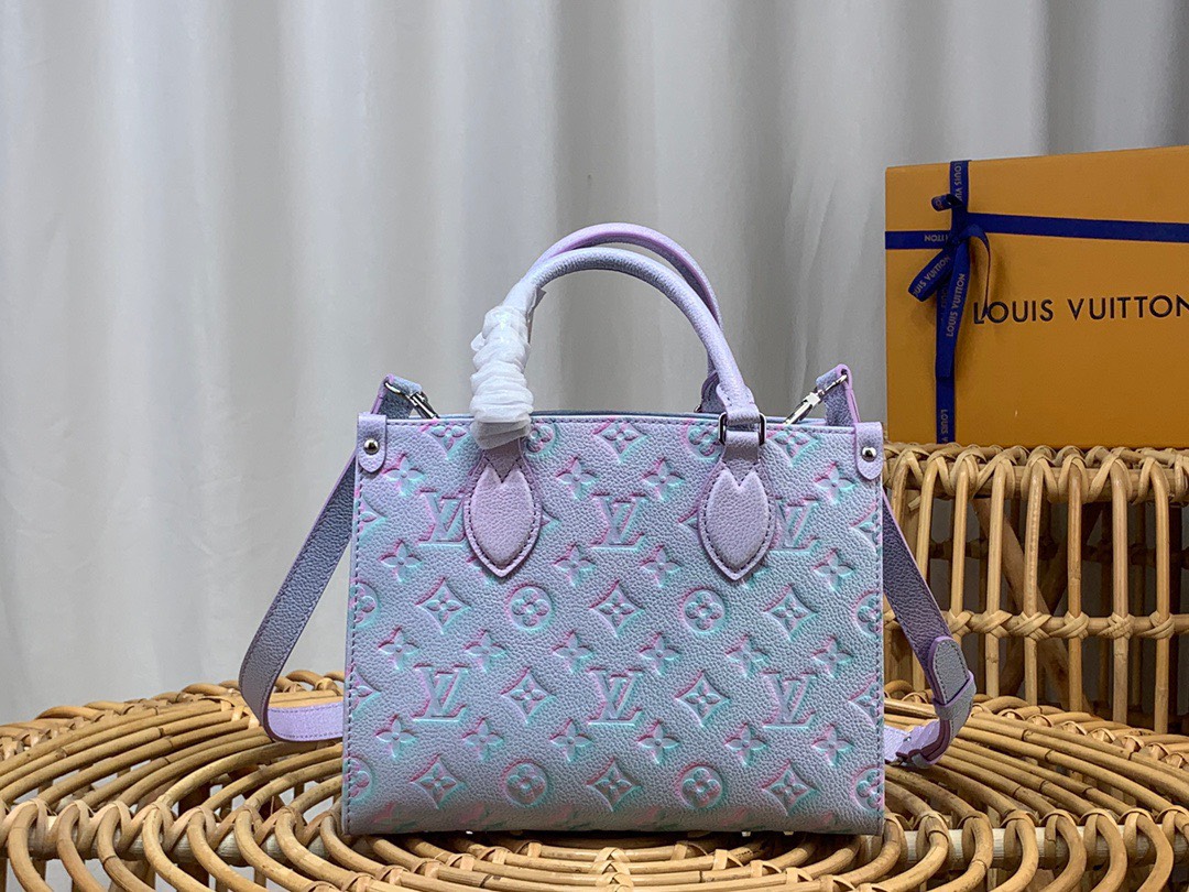 Bagsaaa L0vis Vvtt0n Onthego PM Purple Sprayed grained cowhide - 20.5 x 13.5 x 12 cm
