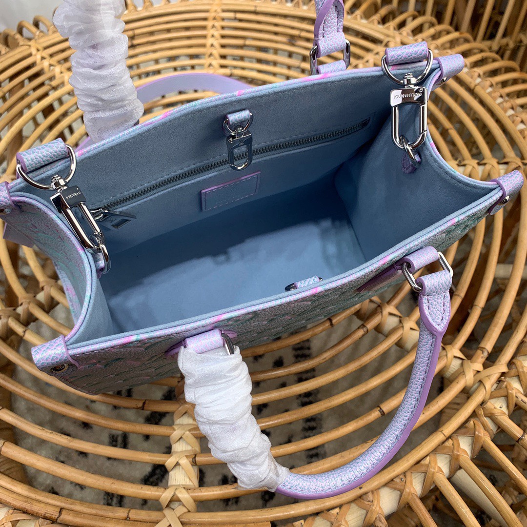 Bagsaaa L0vis Vvtt0n Onthego PM Purple Sprayed grained cowhide - 20.5 x 13.5 x 12 cm