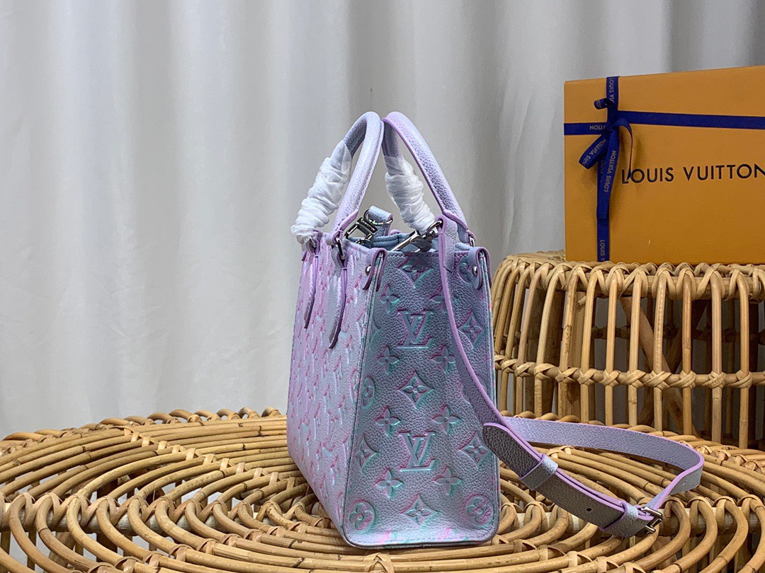 Bagsaaa L0vis Vvtt0n Onthego PM Purple Sprayed grained cowhide - 20.5 x 13.5 x 12 cm