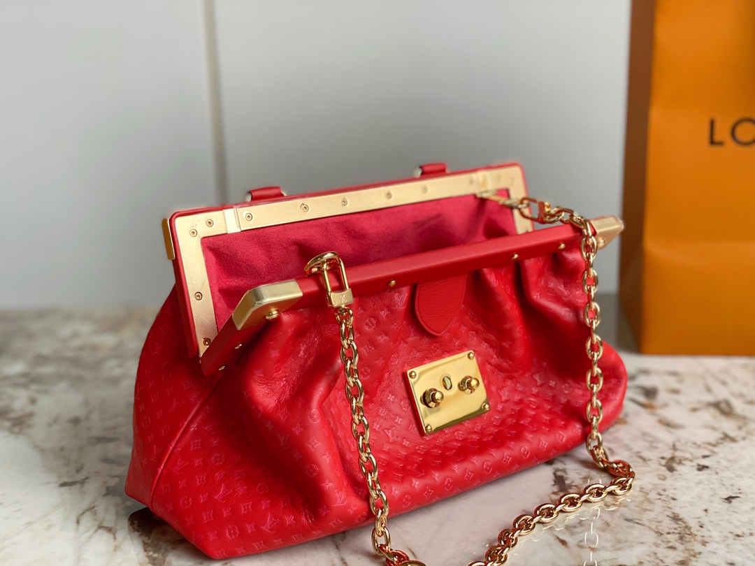 Bagsaaa L0vis Vvtt0n Red Calfskin Clutch Bag - 28 x 14 x 10 cm