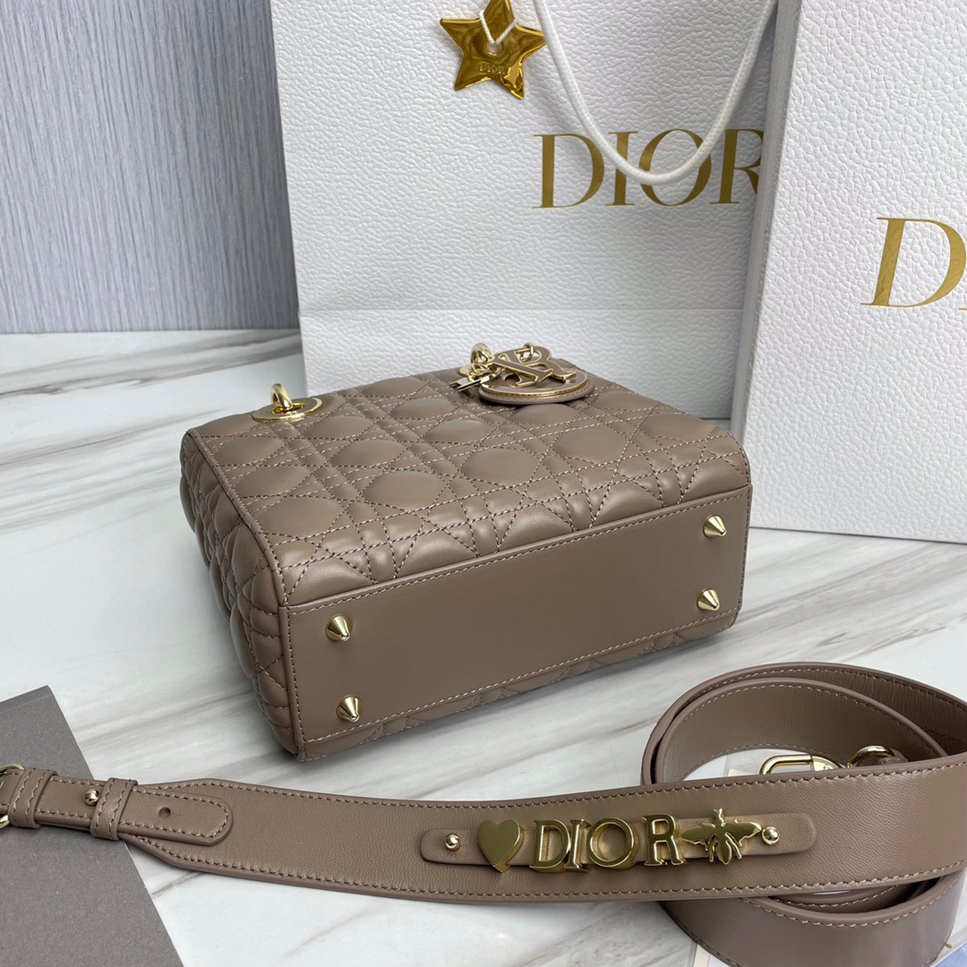 Bagsaaa D10r Lady Small Taupe Lambskin Leather - 20cm