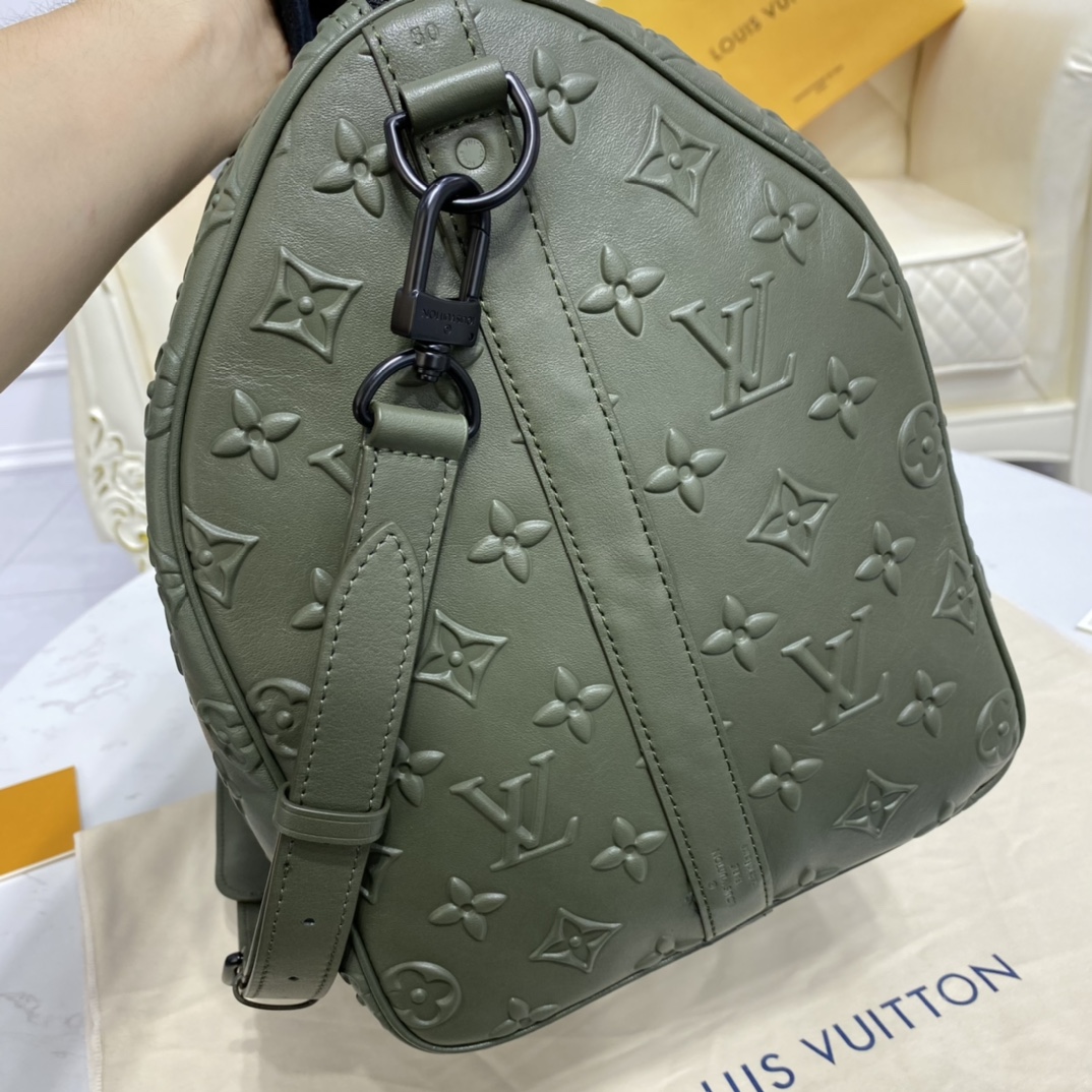 Bagsaaa L0vis Vvtt0n Keepall Bandoulière 50 Khaki Monogram Seal cowhide leather - 50 x 29 x 23 cm