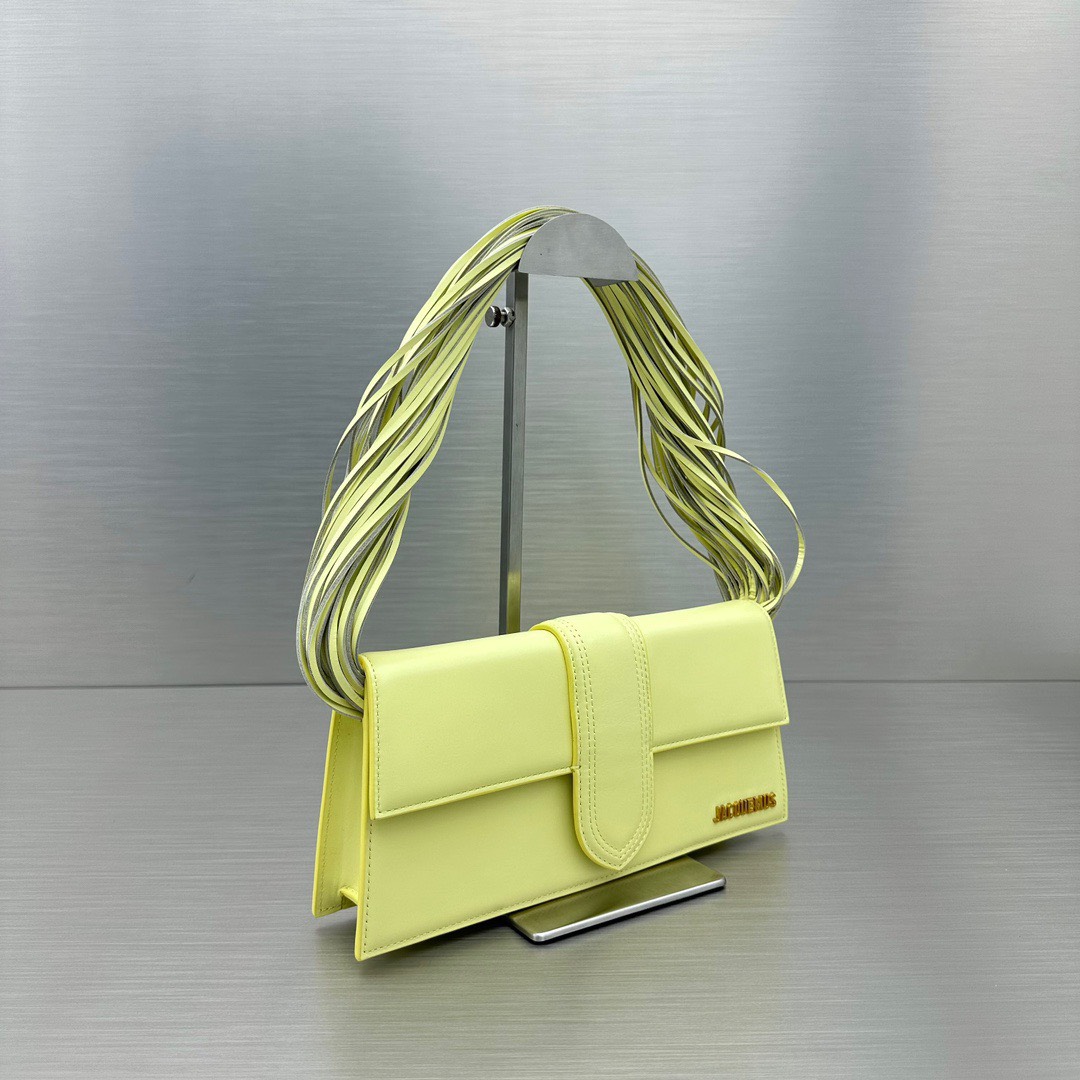Bagsaaa Jacquemus Le Bambino long Ficiu shoulder yellow bag - 26x14cm
