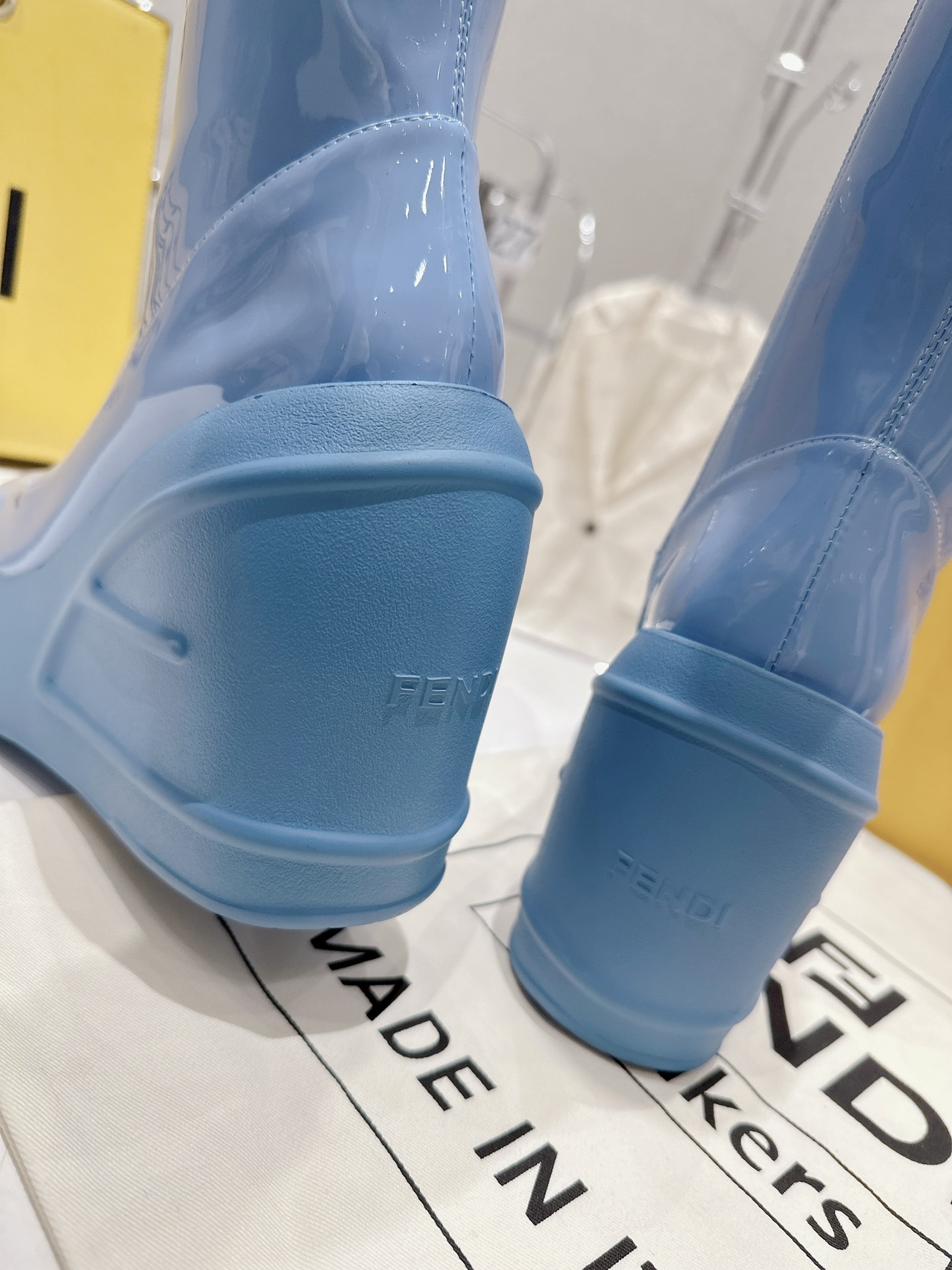 Bagsaaa F**di Patent Leather Long Blue Boot