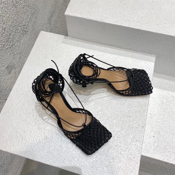 Bagsaaa B0tt*ga Ven*ta Stretch Leather Trimmed Mesh Pumps in Black