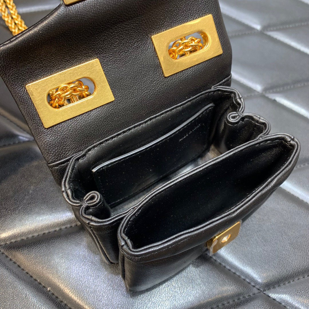 Bagsaaa Va1e*ntin0 Garavani Micro One Stud Nappa Black Bag - 11x8x5cm