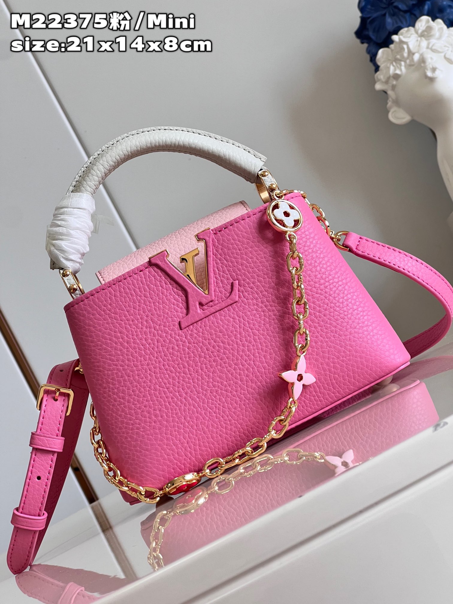 Bagsaaa L0vis Vvtt0n Capucines Mini Taurillon cowhide Pink - 21x14x8cm