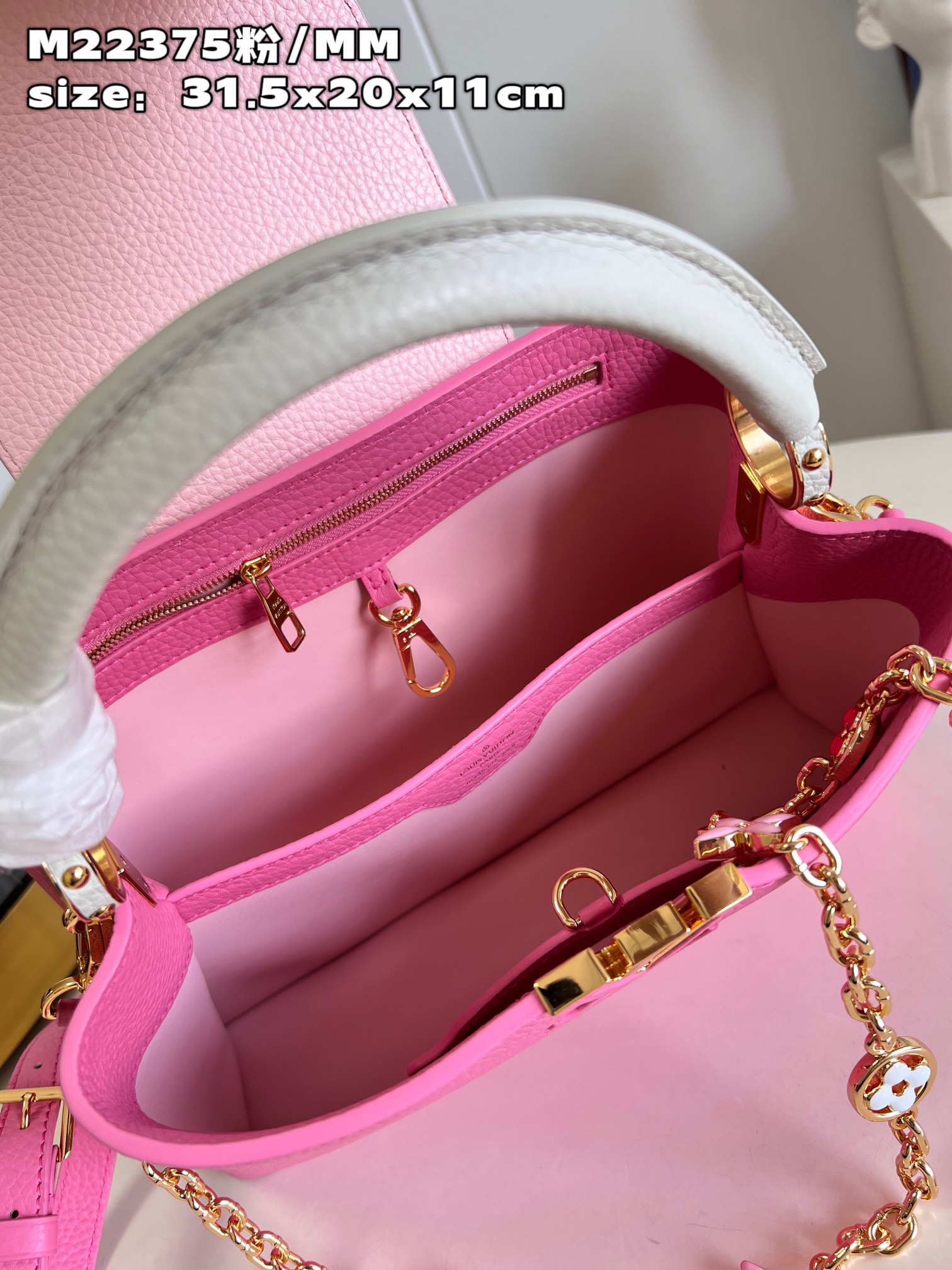 Bagsaaa L0vis Vvtt0n Capucines Taurillon cowhide Pink - 31.5x20x11cm 