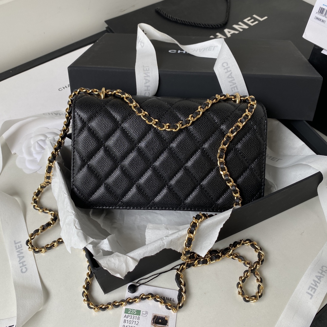 Bagsaaa Ch**el WOC Black Caviar Leather - 19cm