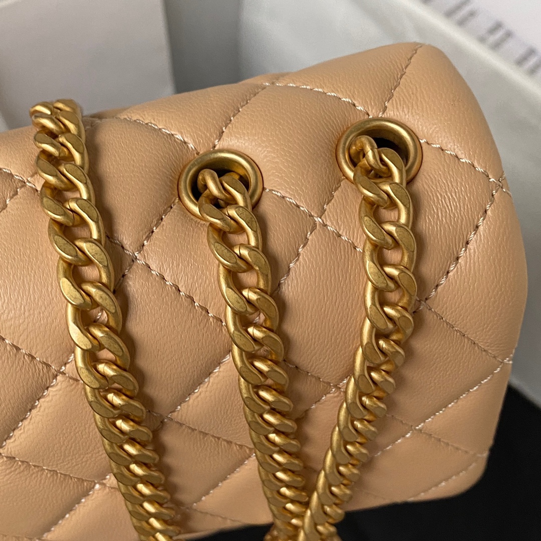 Bagsaaa Ch**el Flap Bag Flower Chain Beige Bag - 14.5X23.5X7cm