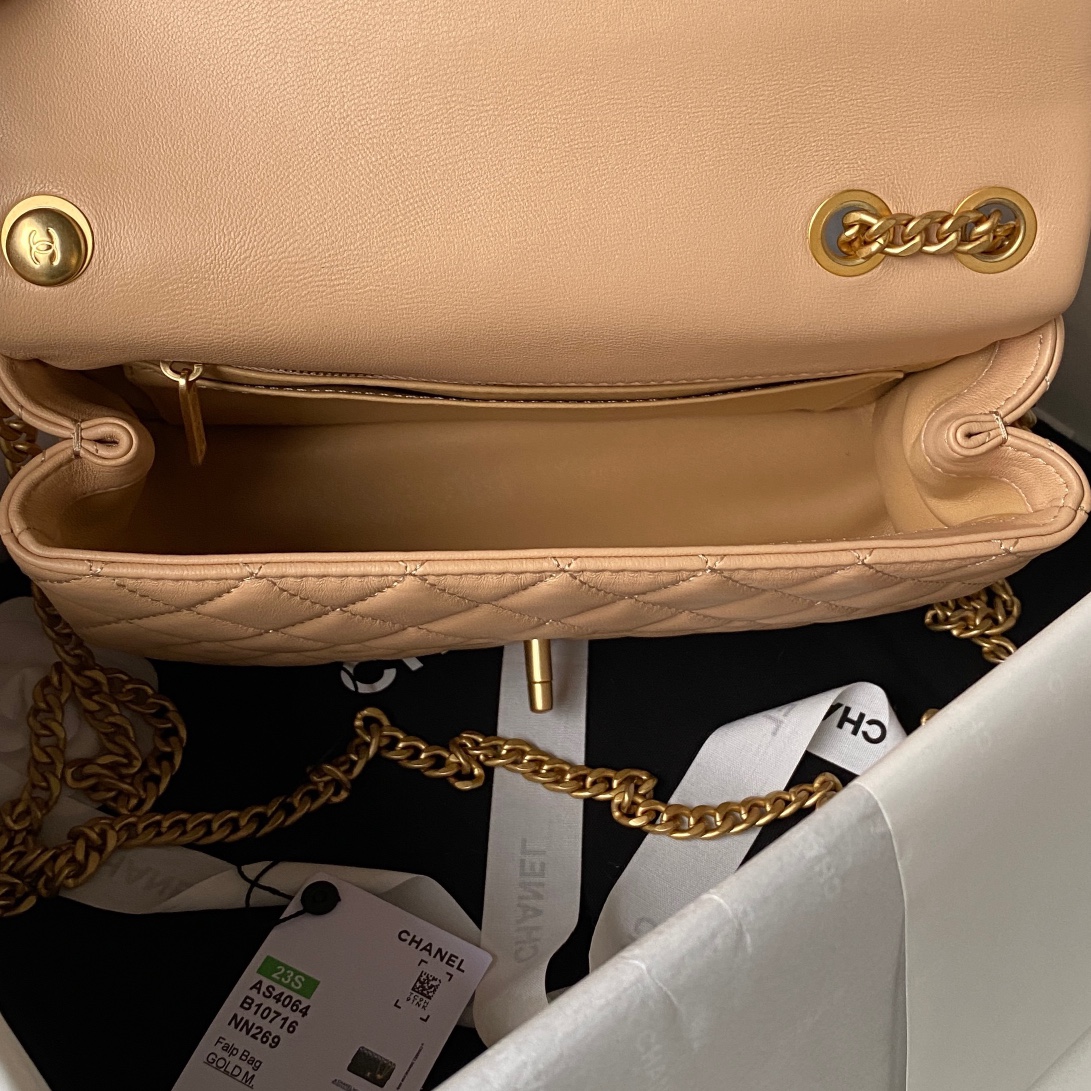 Bagsaaa Ch**el Flap Bag Flower Chain Beige Bag - 14.5X23.5X7cm