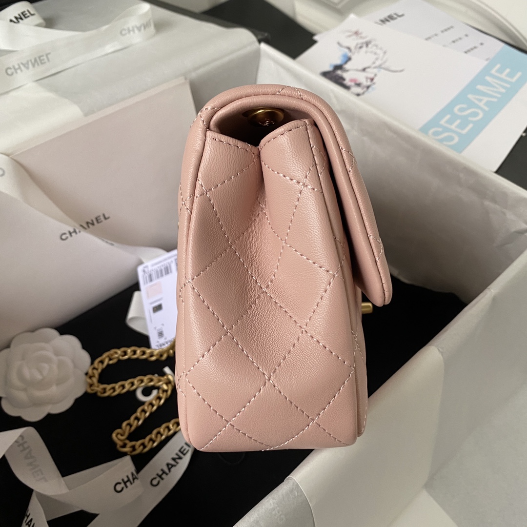 Bagsaaa Ch**el Flap Bag Flower Chain Pink Bag - 14.5X23.5X7cm