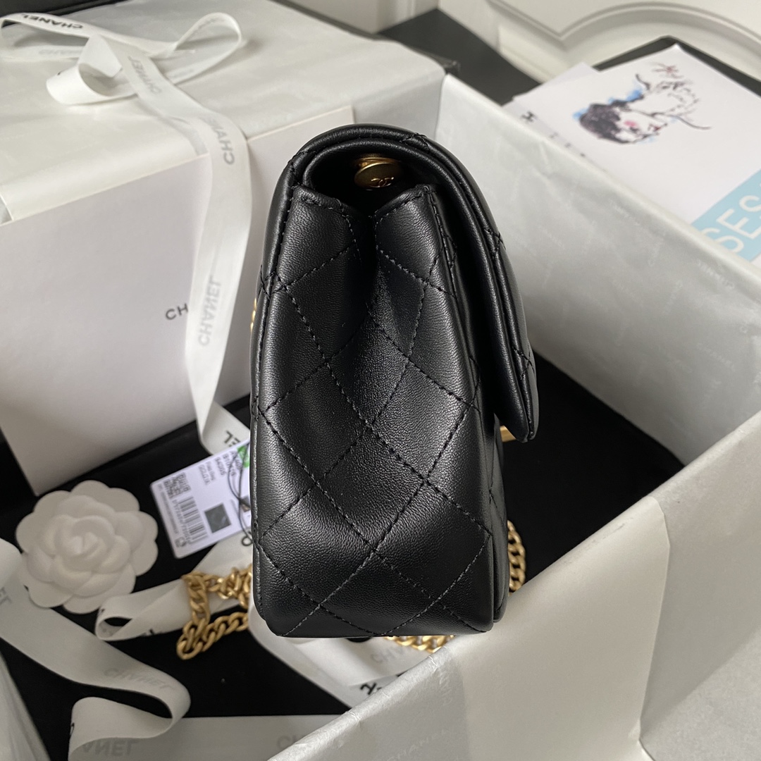 Bagsaaa Ch**el Flap Bag Flower Chain Black Bag - 14.5X23.5X7cm
