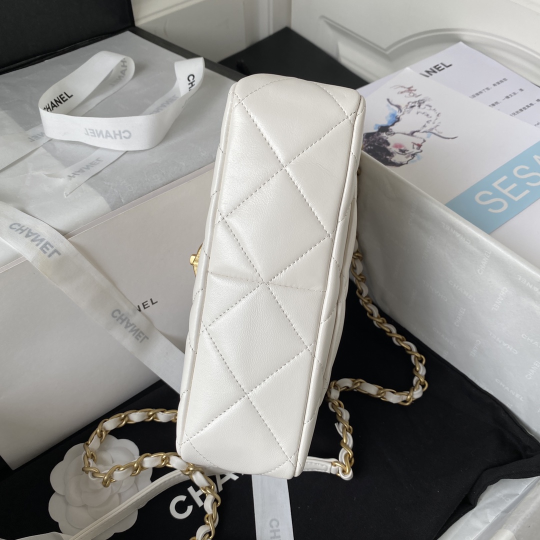 Bagsaaa Ch**el Small Flap Bag Lambskin White - 21X14X7cm