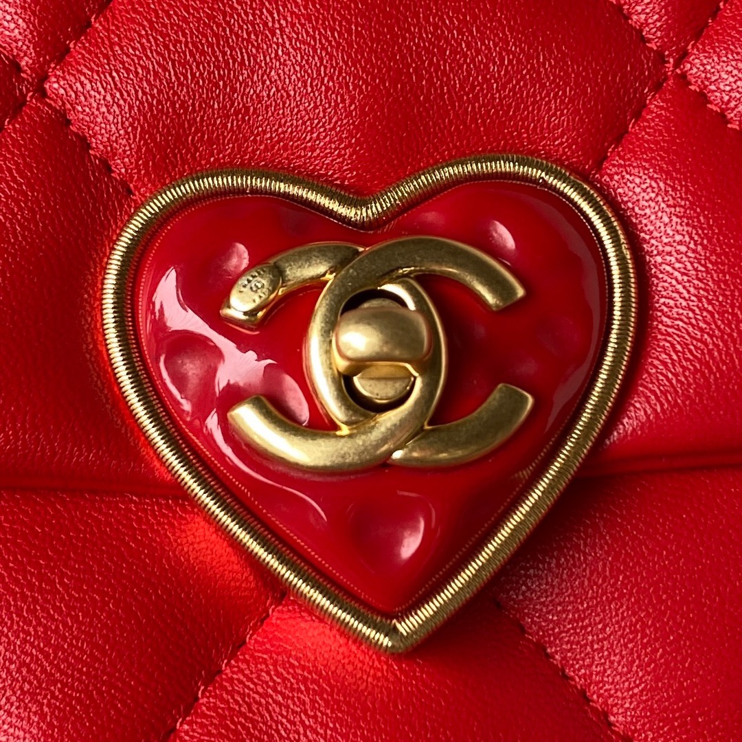 Bagsaaa Ch**el Small Flap Bag Lambskin Red - 21X14X7cm