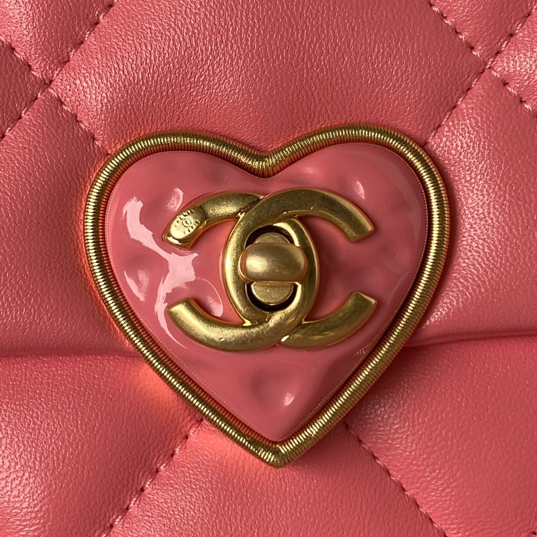 Bagsaaa Ch**el Small Flap Bag Lambskin Pink - 21X14X7cm