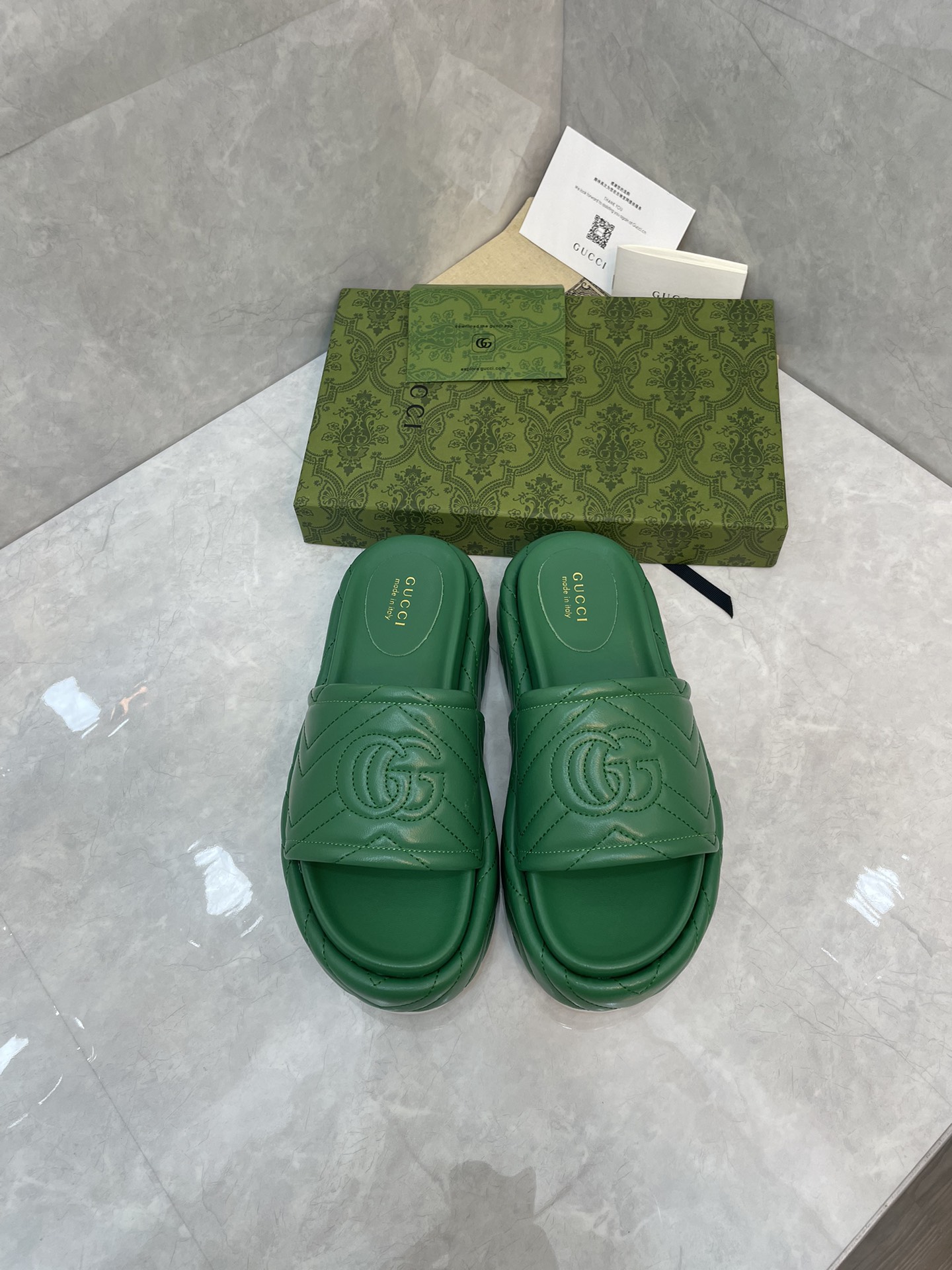 Bagsaaa Gvc*1 Interlocking G Slides Green
