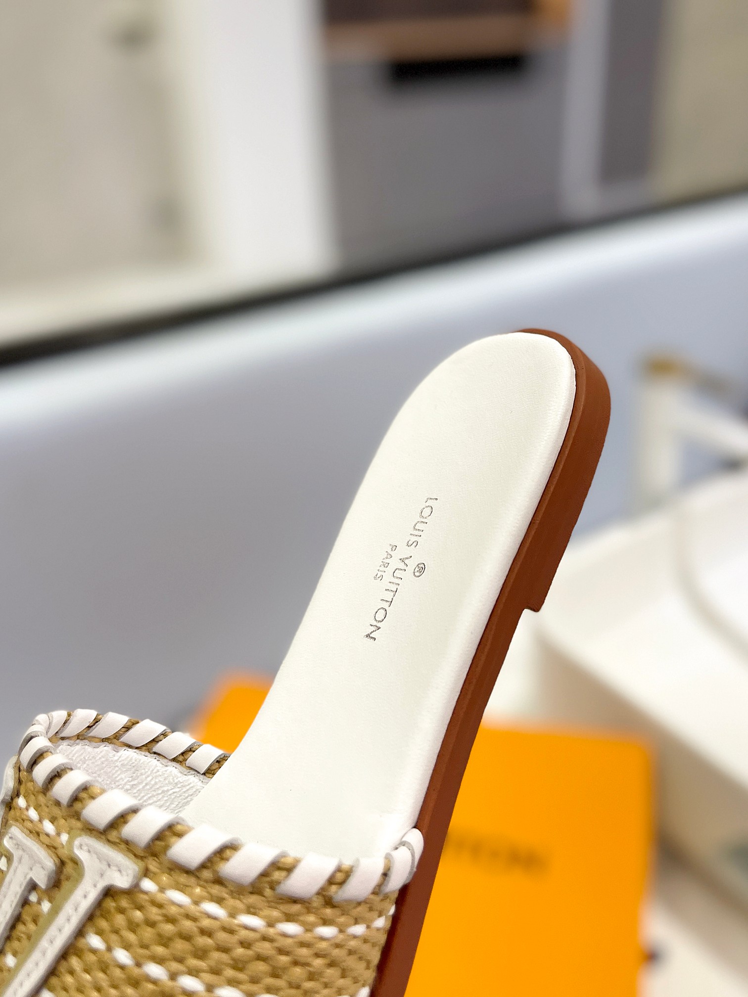 Bagsaaa L0vis Vvtt0n Flat Slides Beige