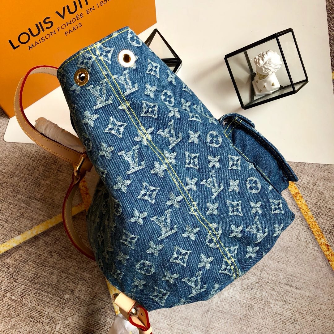 Bagsaaa L0vis Vvtt0n Denim Backpack - 28.5z27.4x20cm