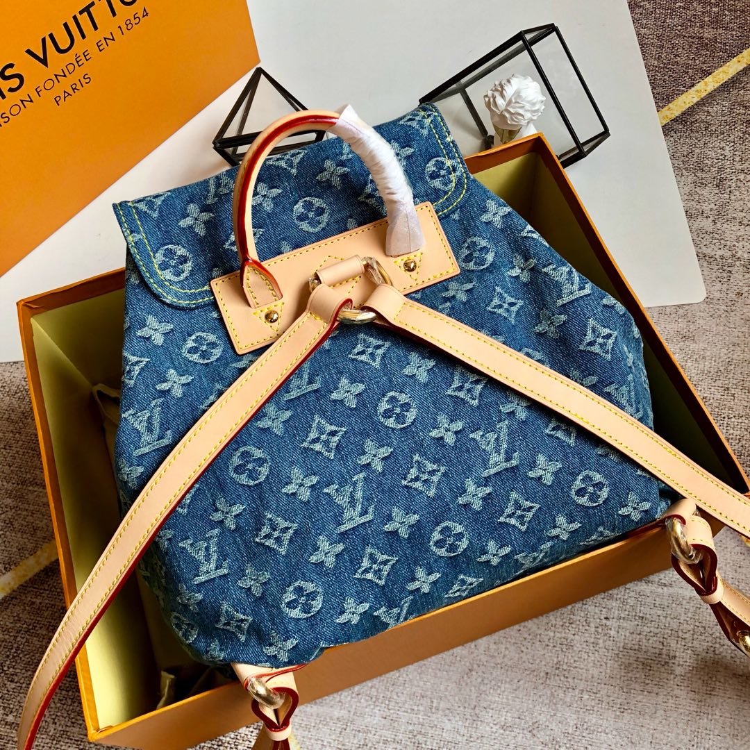 Bagsaaa L0vis Vvtt0n Denim Backpack - 28.5z27.4x20cm