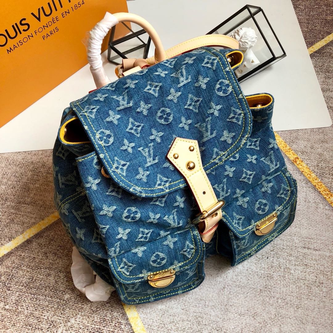 Bagsaaa L0vis Vvtt0n Denim Backpack - 28.5z27.4x20cm