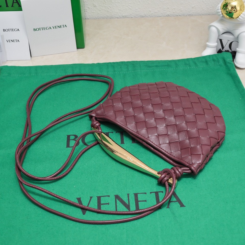 Bagsaaa B0tt*ga Ven*ta Sardine Top Handle Burgundy Bag - 20*12*2.5cm