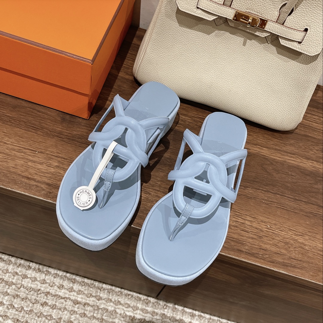 Bagsaaa H**me5 Leather Flip Flop 5 colors (brown, black, blue, white, burgundy)