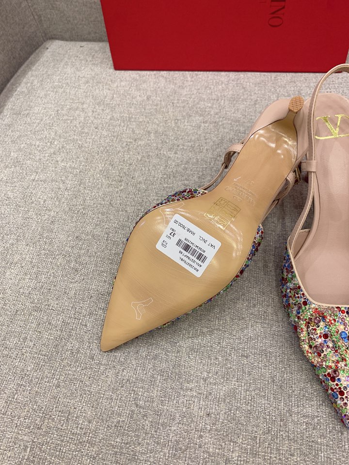Bagsaaa Va1e*ntin0 VLOGO GLOW Crystal SLINGBACK MULTICOLOR PUMP 80 MM 