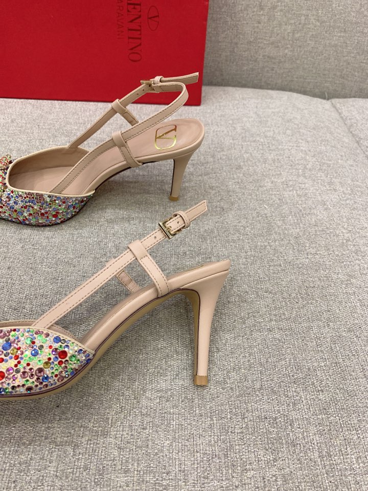 Bagsaaa Va1e*ntin0 VLOGO GLOW Crystal SLINGBACK MULTICOLOR PUMP 80 MM 