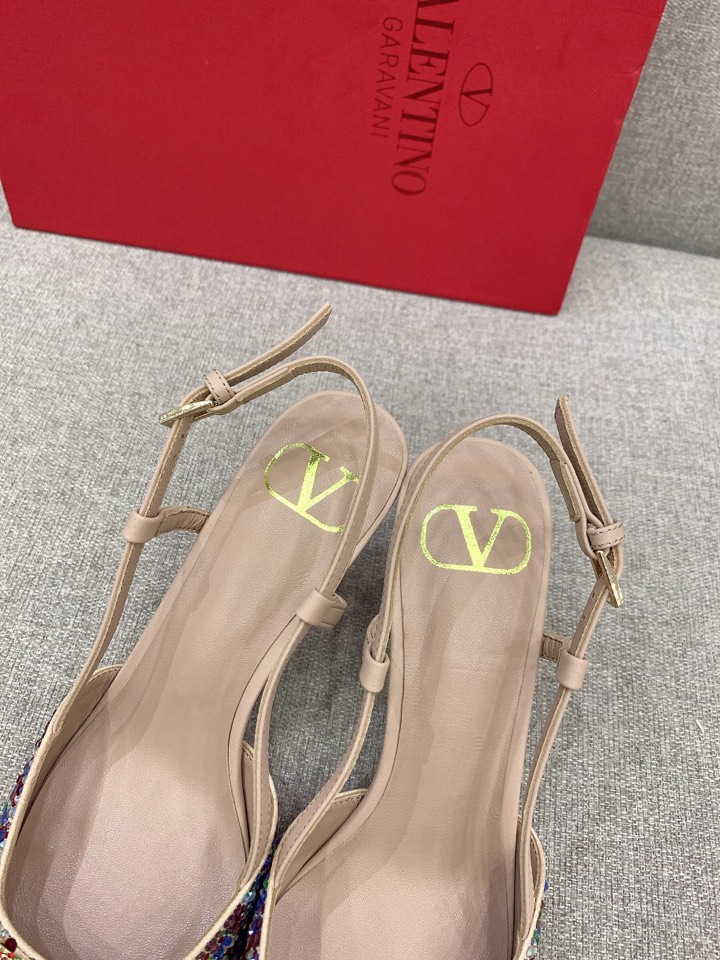Bagsaaa Va1e*ntin0 VLOGO GLOW Crystal SLINGBACK MULTICOLOR PUMP 80 MM 