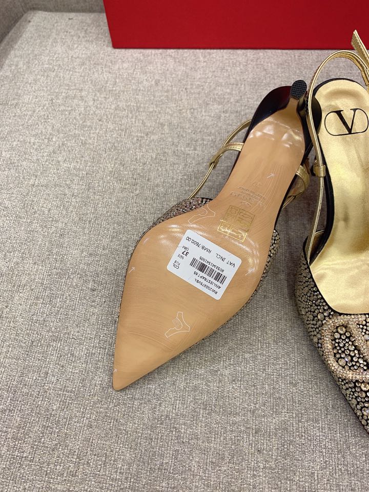 Bagsaaa Va1e*ntin0 VLOGO GLOW Crystal SLINGBACK Black PUMP 80 MM