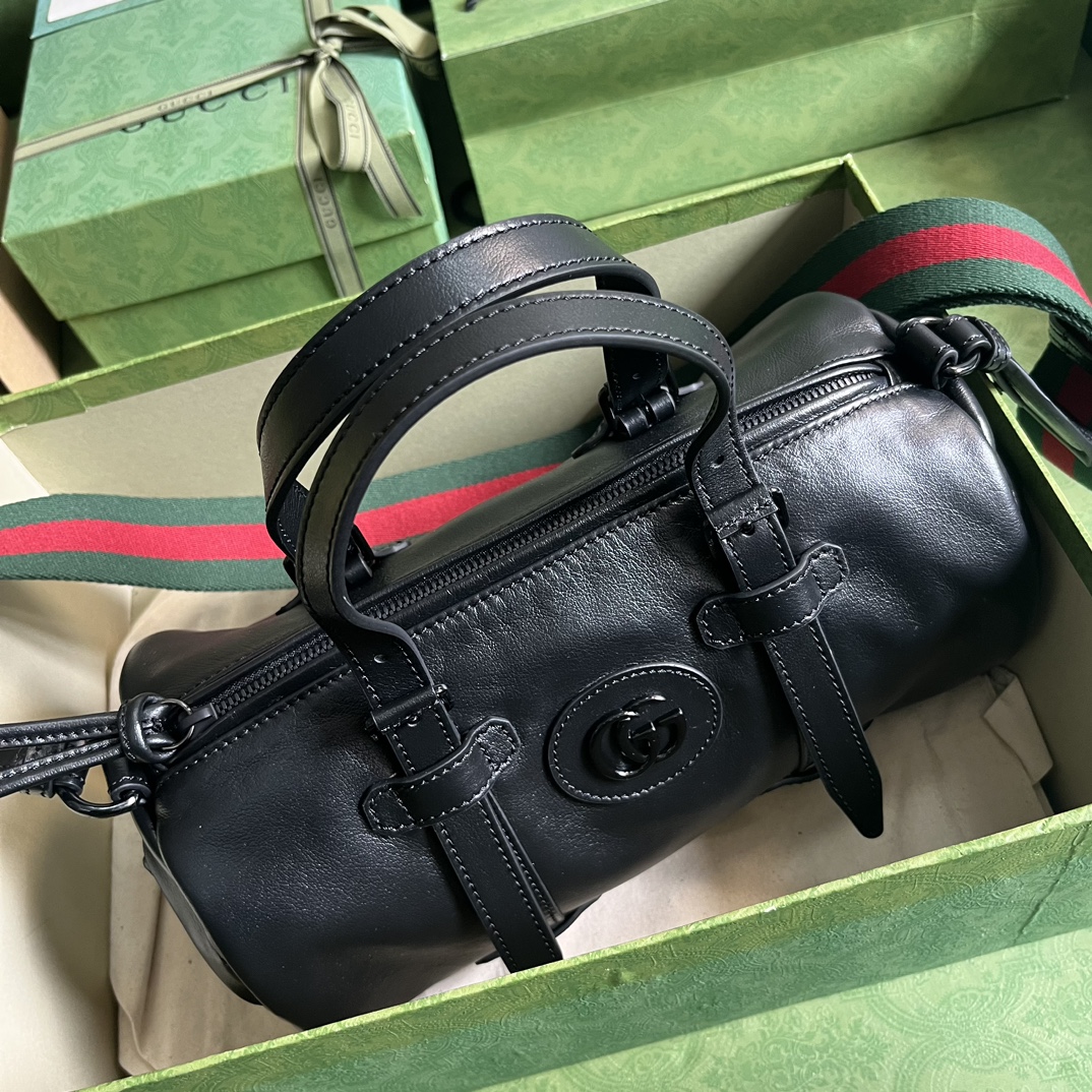 Bagsaaa Gvc*1 Small duffle bag with tonal Double G Black - 28.5x 16x 16cm