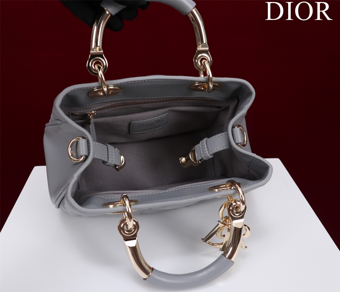 Bagsaaa D10r Lady 95.22 Grey Bag Gold Hardware - 30×19×12cm