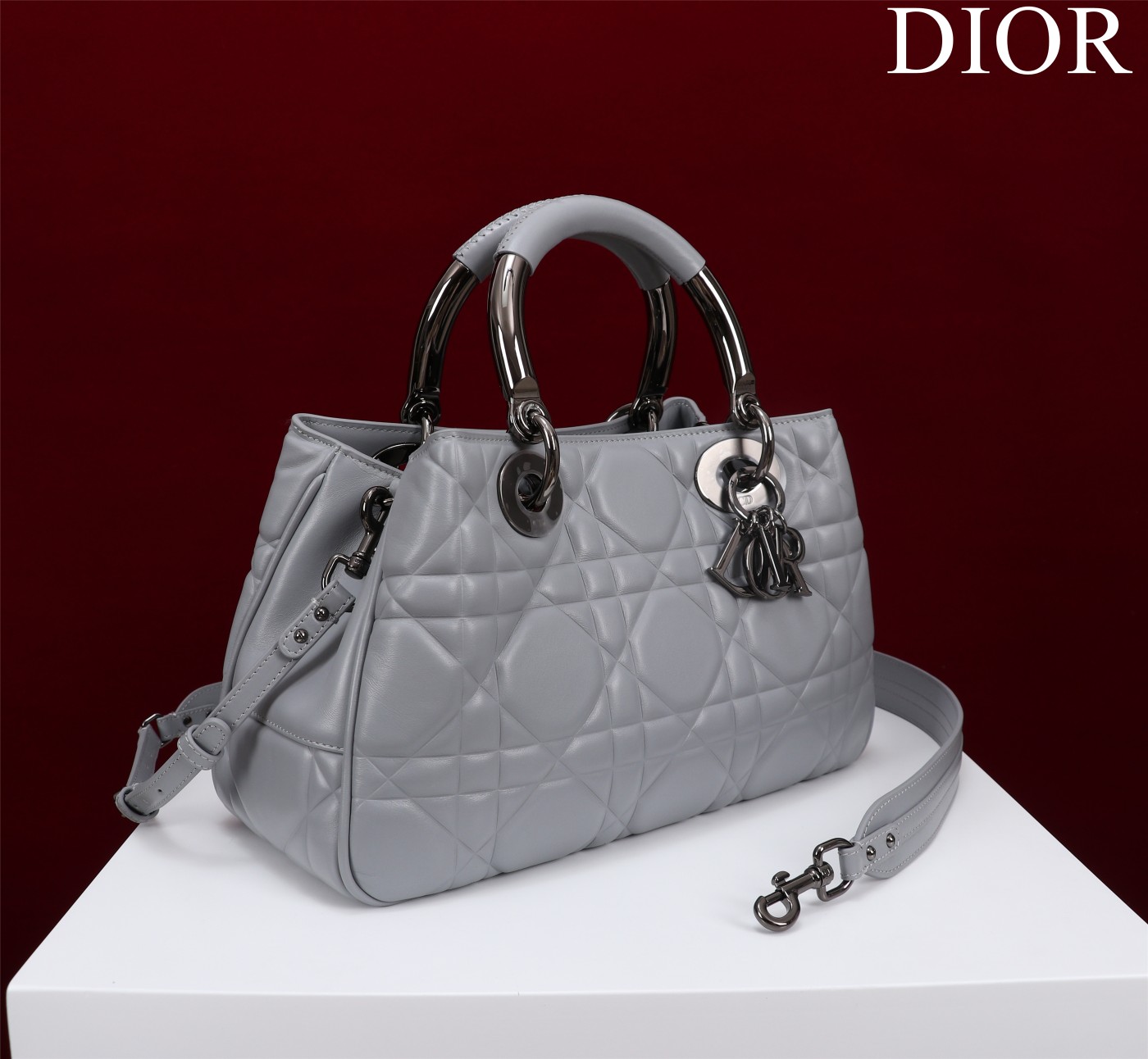 Bagsaaa D10r Lady 95.22 Grey Bag Black Hardware - 30×19×12cm