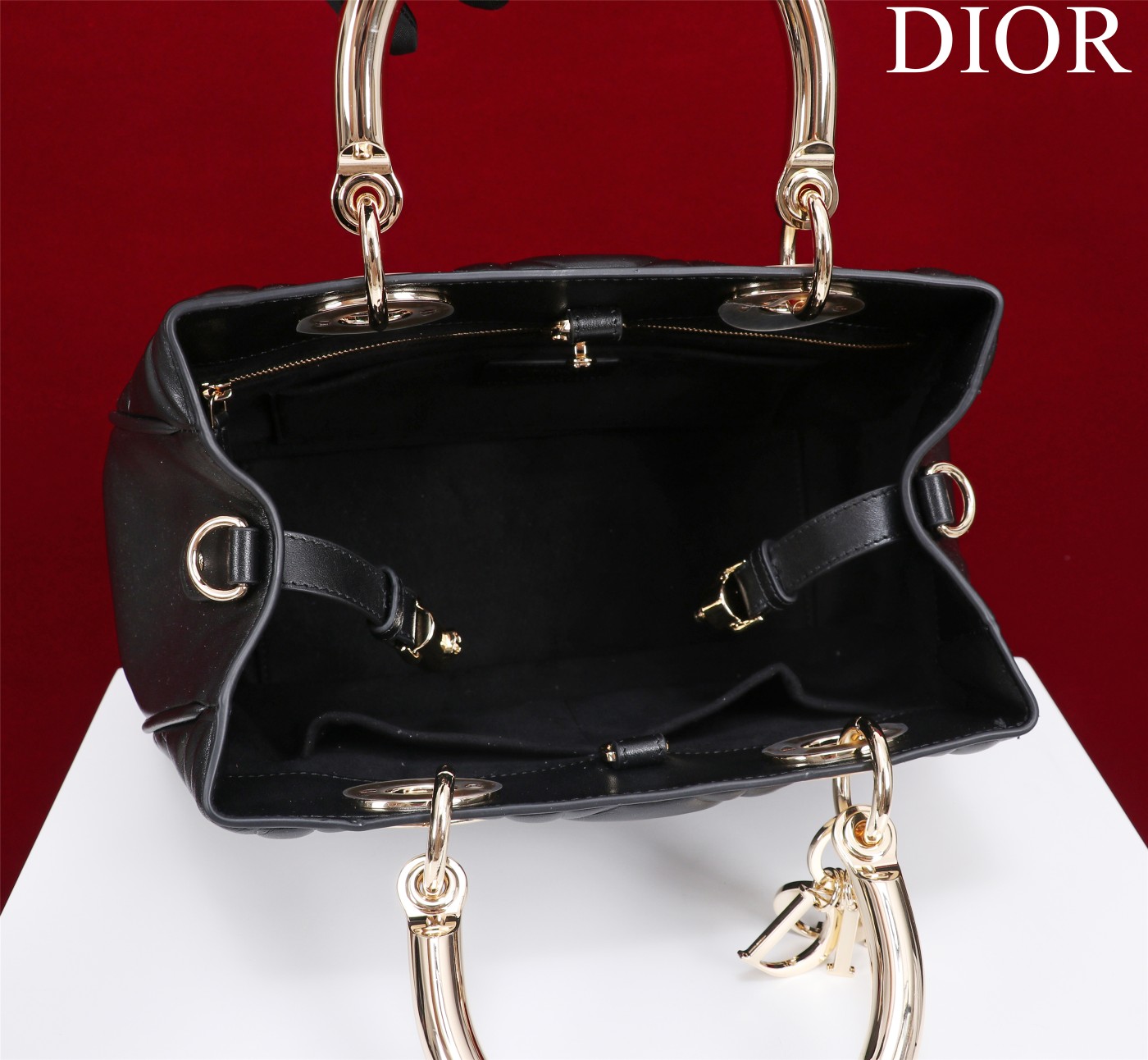 Bagsaaa D10r Lady 95.22 Black Bag Gold Hardware - 30×19×12cm