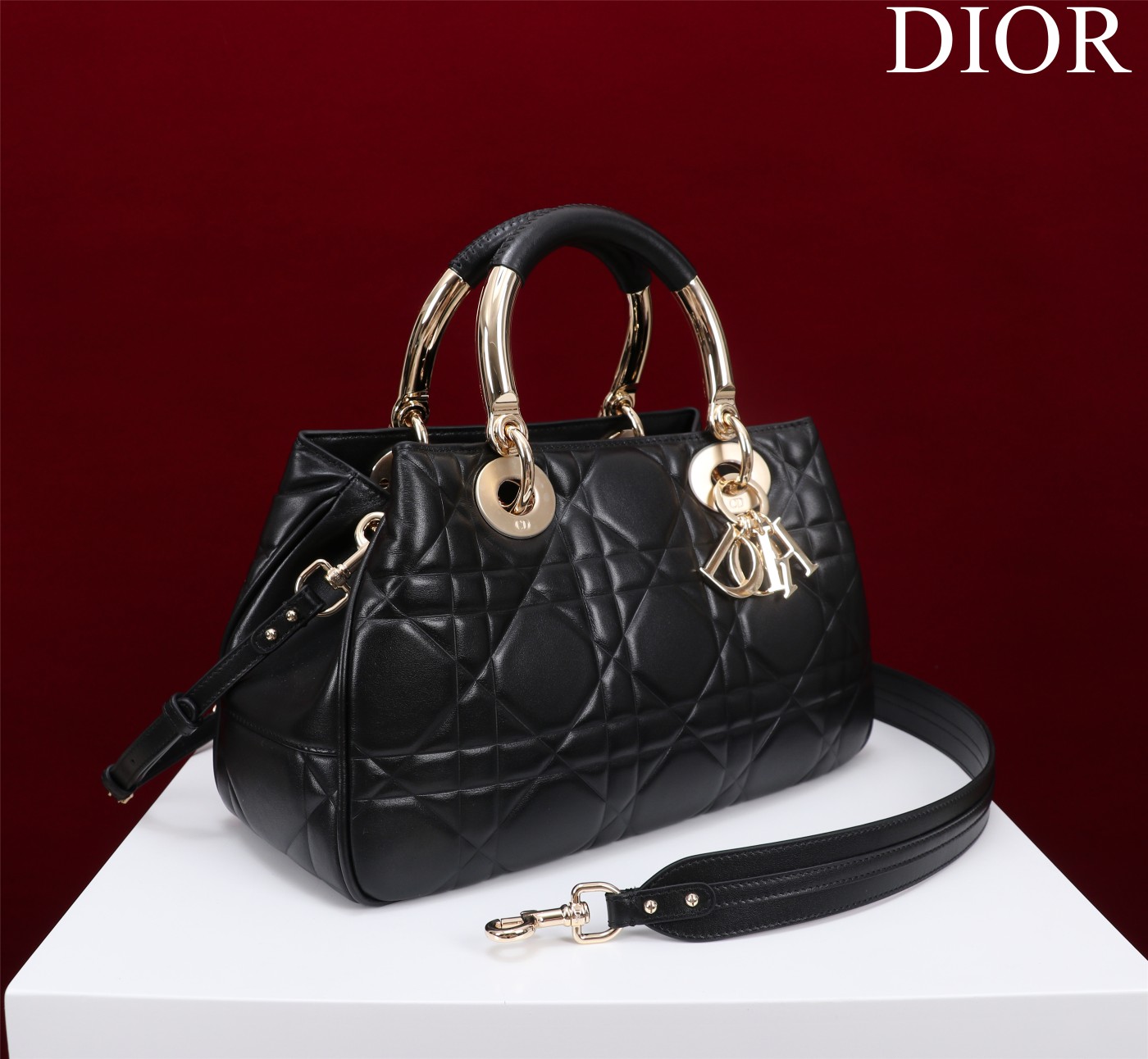 Bagsaaa D10r Lady 95.22 Black Bag Gold Hardware - 30×19×12cm