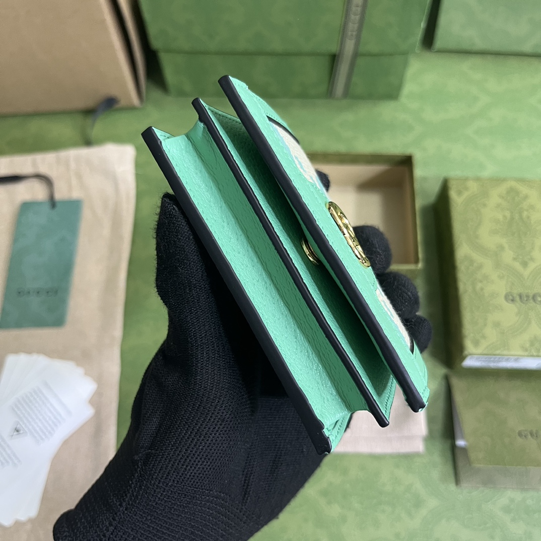 Bagsaaa Gvc*1 Ophidia jumbo GG card case green - W11cm x H8.5cm x D3cm