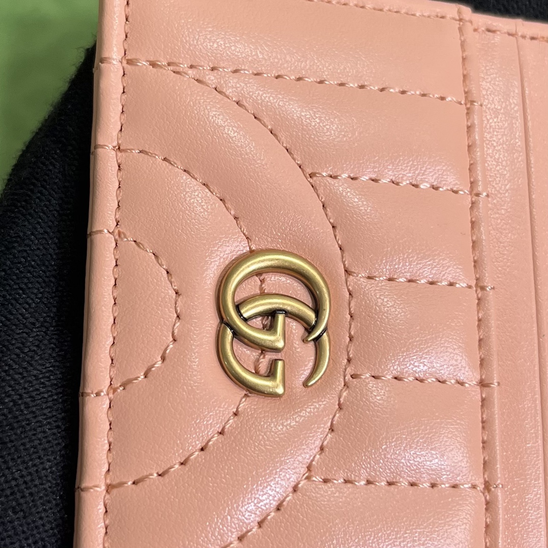 Bagsaaa Gvc*1 Marmont Pink Leather Card Holder - 10x7cm