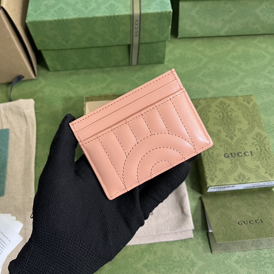 Bagsaaa Gvc*1 Marmont Pink Leather Card Holder - 10x7cm
