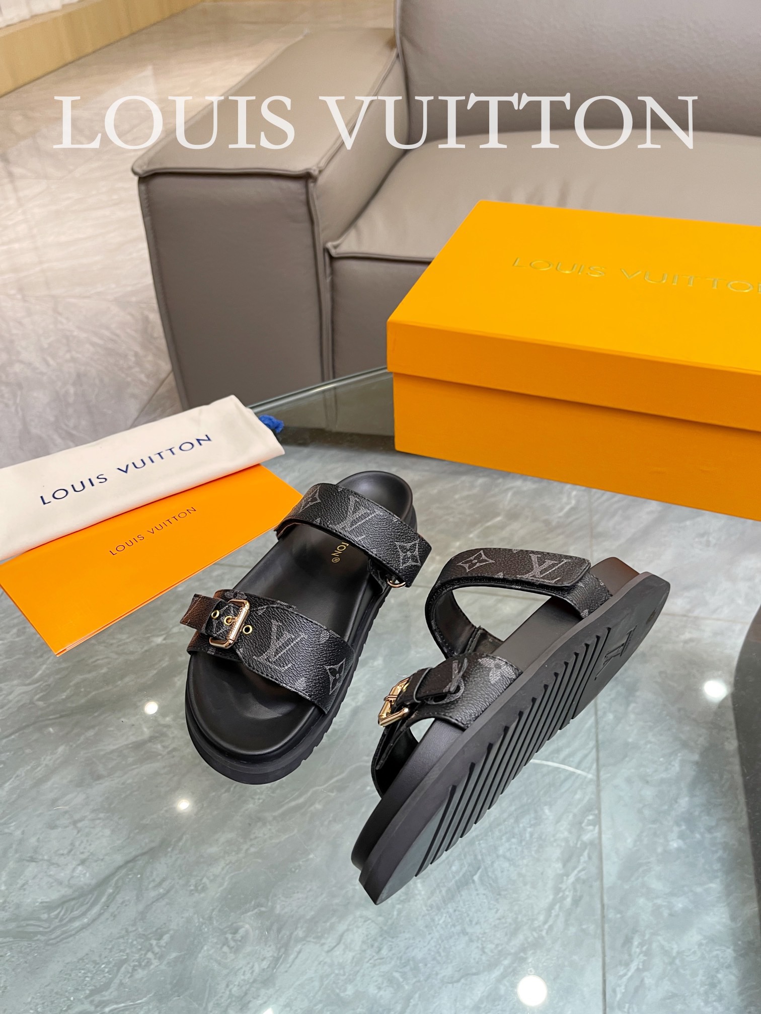 Bagsaaa L0vis Vvtt0n Bom Dia Flat Comfort Mule Monogram Black