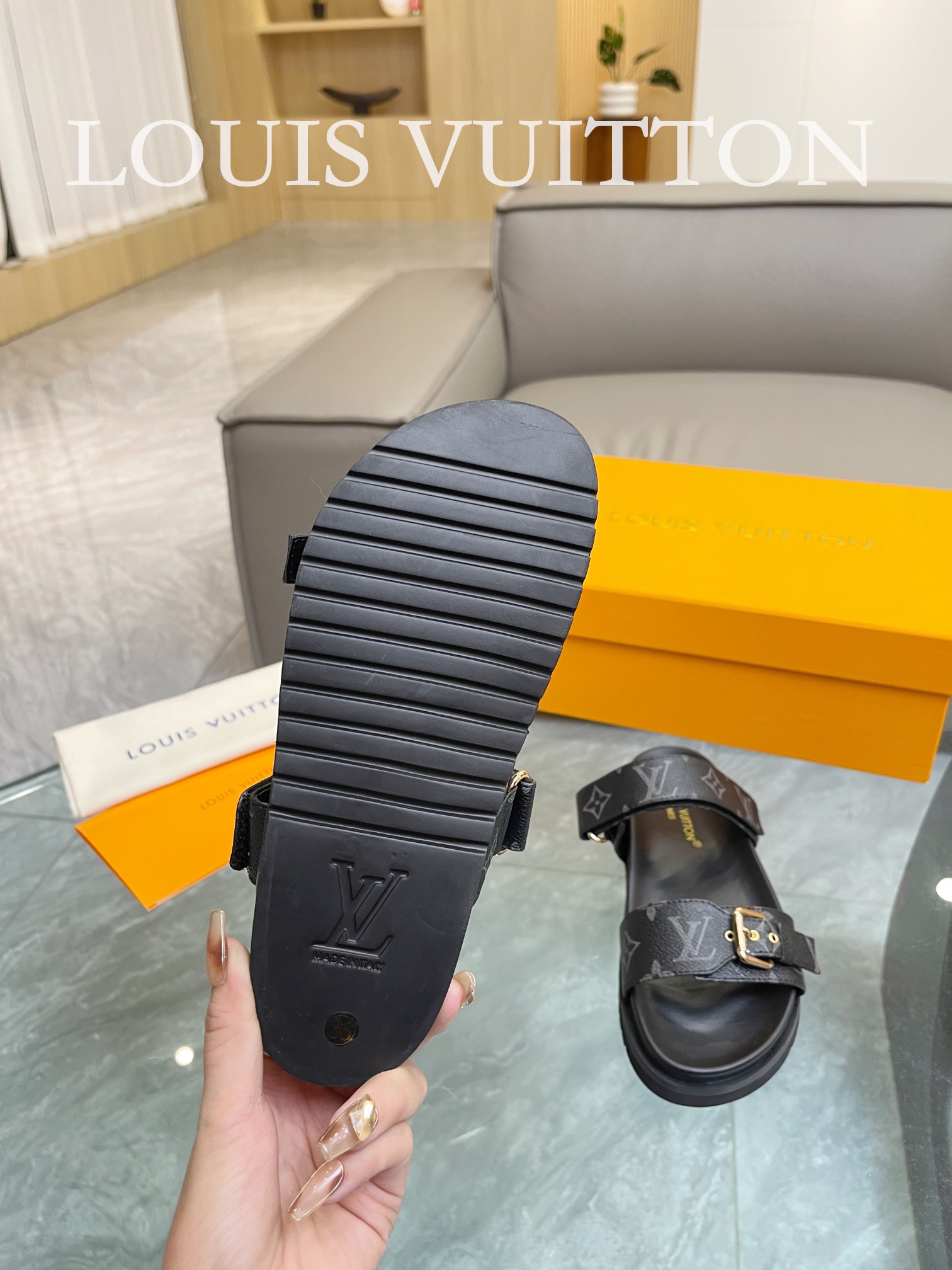 Bagsaaa L0vis Vvtt0n Bom Dia Flat Comfort Mule Monogram Black