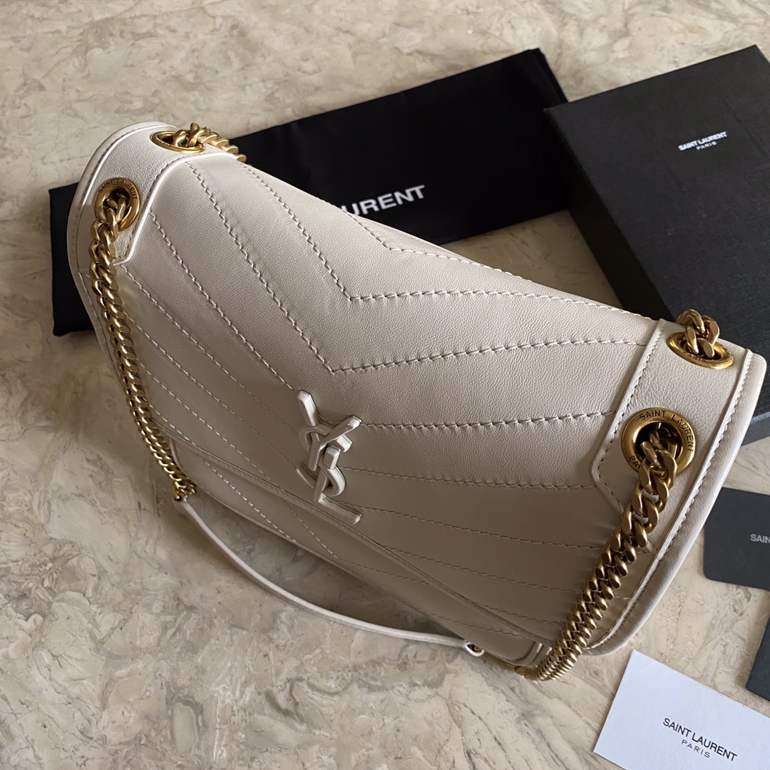 Bagsaaa Y51 Niki Medium Chain Bag In Lambskin Blanc Vintage - 28 X 20 X 8,5 CM