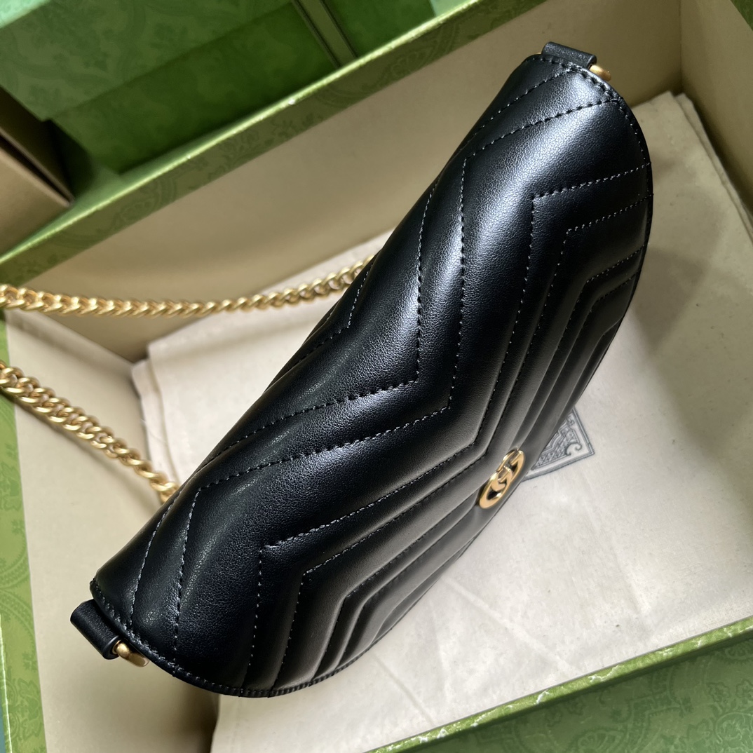 Bagsaaa Gvc*1 GG Marmont matelassé chain mini black bag - 20x14.5x4cm