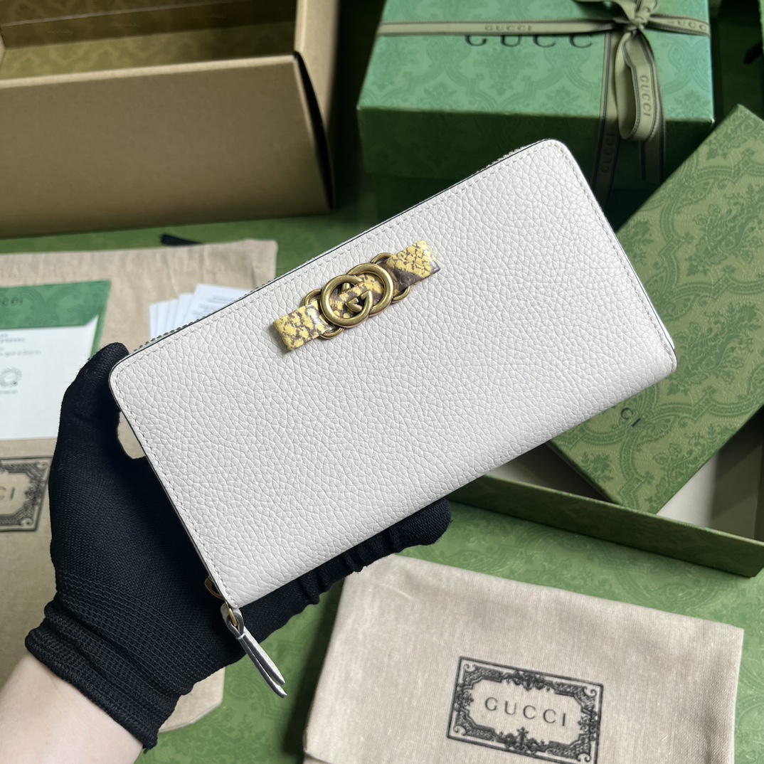 Bagsaaa ZIP WALLET WITH INTERLOCKING G PYTHON BOW - W19.5cm x H11cm x D3cm
