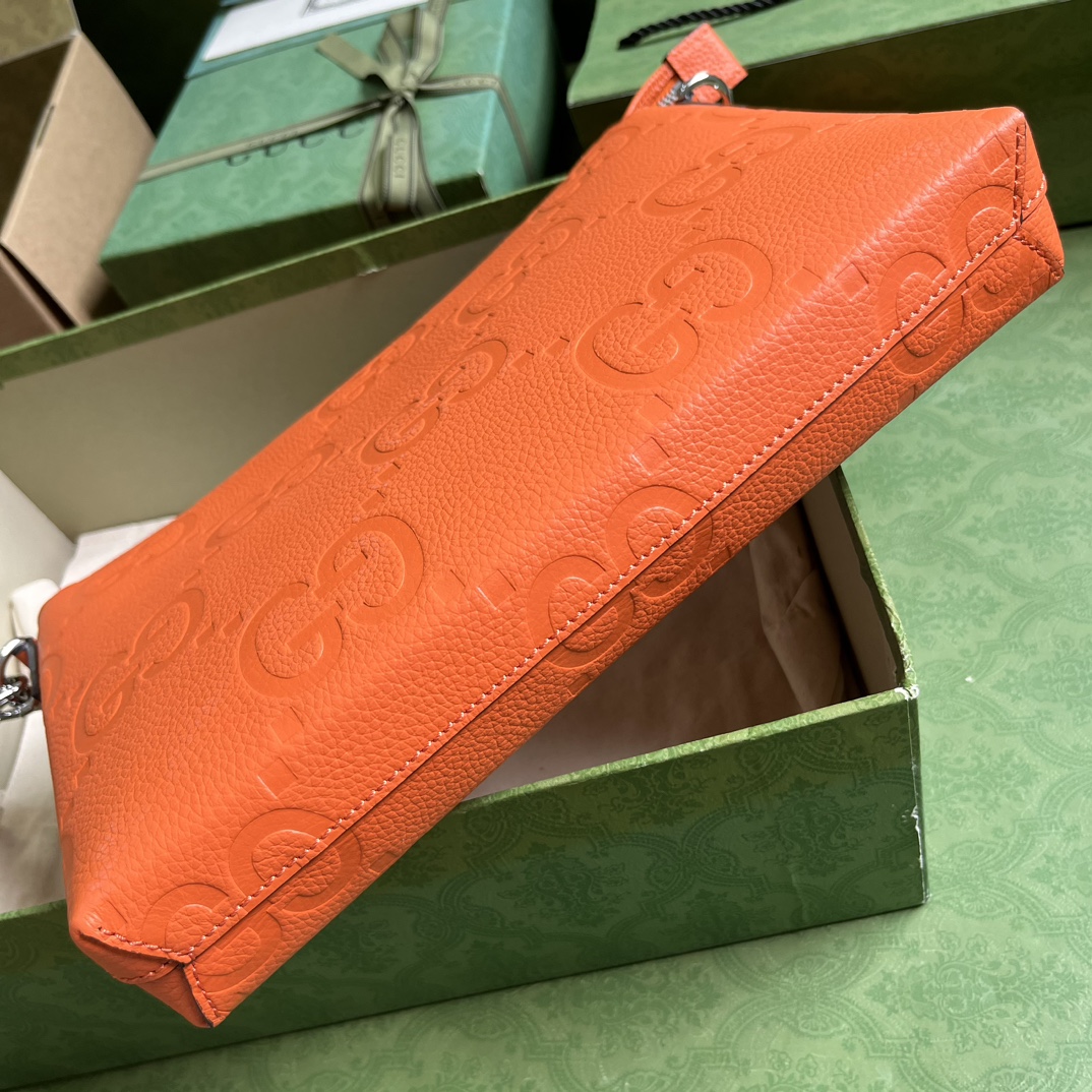 Bagsaaa Gvc*1 GG embossed messenger bag in orange leather - 31x 24.5x 5cm